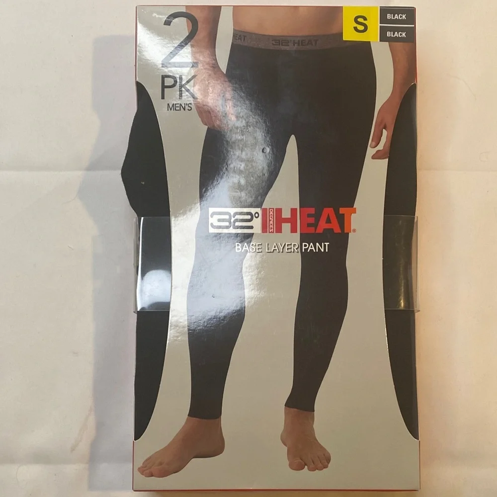 32 Degrees Men's Black Base Layer‎ Pants 2-Pack